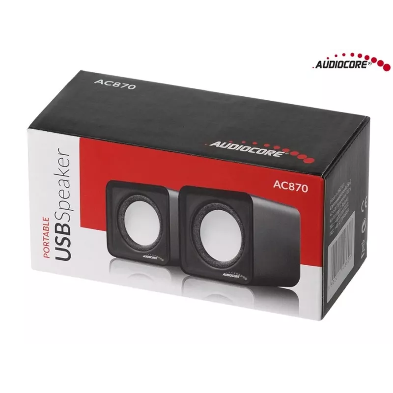 2 krypčių PC garsiakalbis Audiocore AC870 B — 3 W RMS, laidinis USB maitinimas, 3,5 mm įvestis, 2.0 kanalai