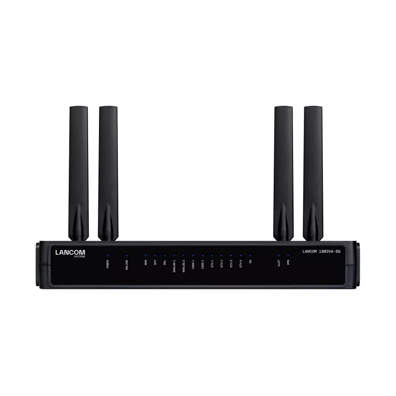 Router Lancom Systems LANCOM 1803VA-5G (EU) — 5G, Gigabit Ethernet, išorinė SMA antena, 1 ventiliatorius, AES/3DES saugumas