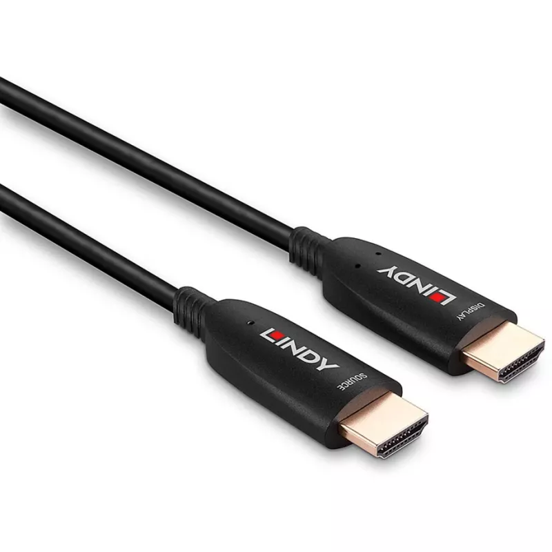 Lindy 15m hibridinis šviesolaidinis HDMI 8K60 laidas, 15 m, HDMI A tipo (standartinis), HDMI A tipo (standartinis), 48 Gbit/s, juodas