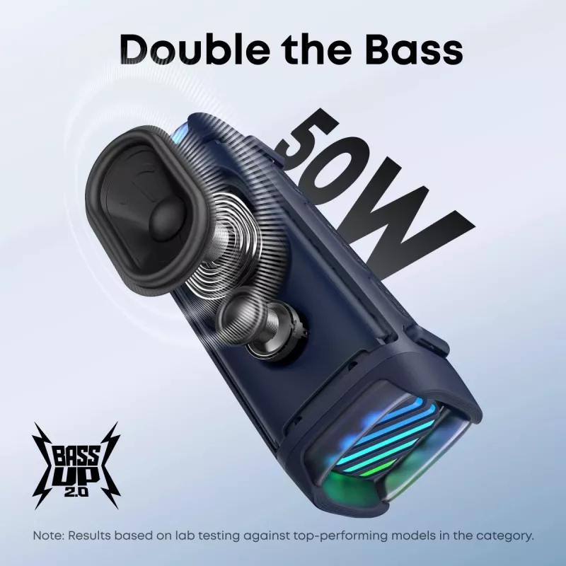Nešiojamas Bluetooth garsiakalbis Anker Soundcore Boom 3i — 50W, atsparus vandeniui, maitinamas baterijomis