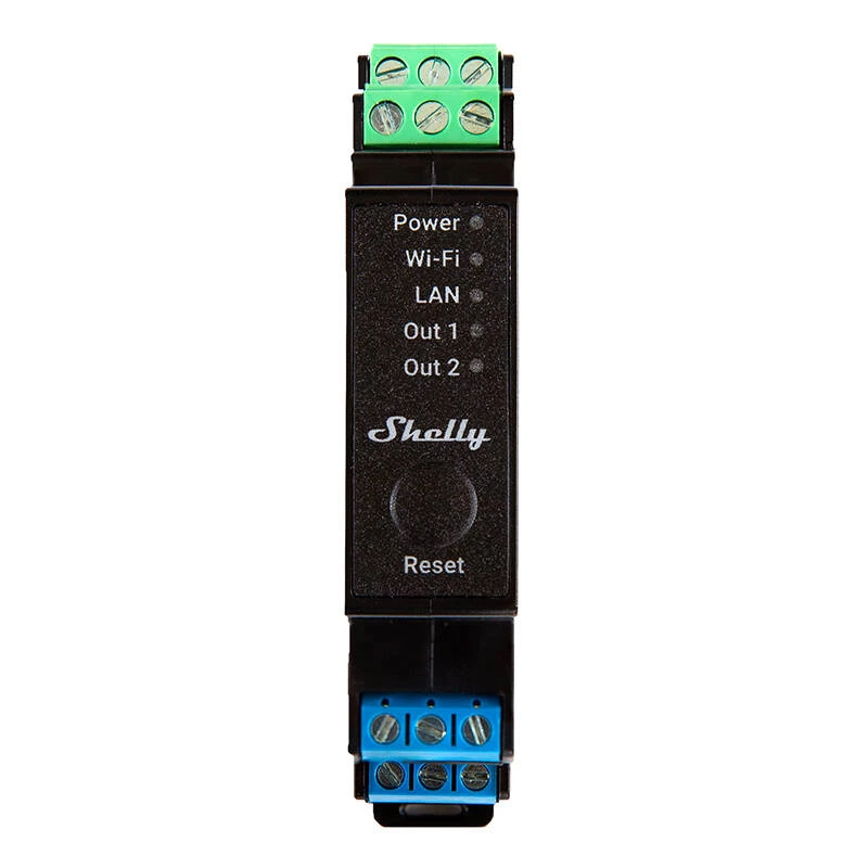 Pro 2PM, 25A, Wi-Fi, LAN and Bluetooth 2-Channel Smart Relay with Galia Metering, Home Automation