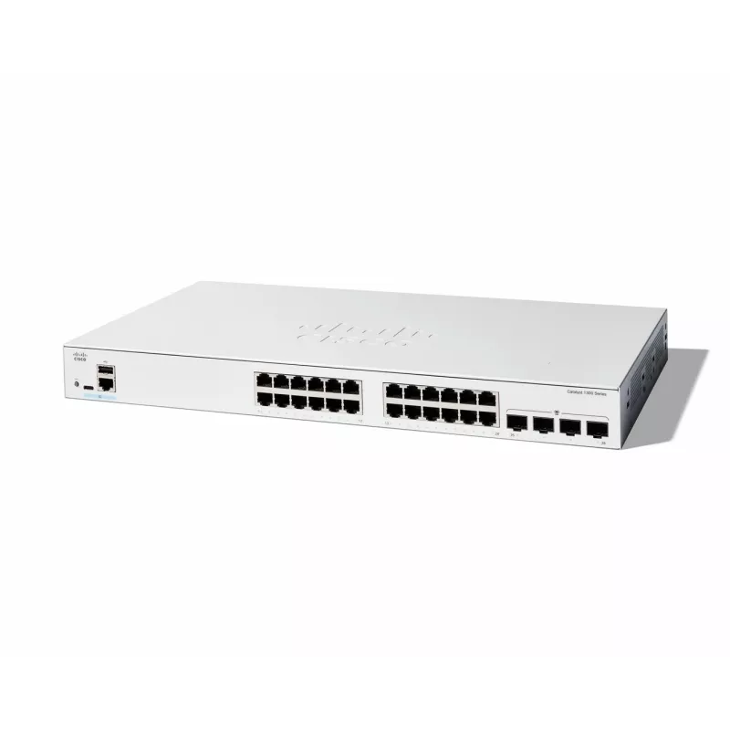 Cisco Catalyst 1300-24T-4G valdomas jungiklis, 24 prievadai GE, 4x1GE SFP, ribota viso gyvenimo apsauga (C1300-24T-4G)