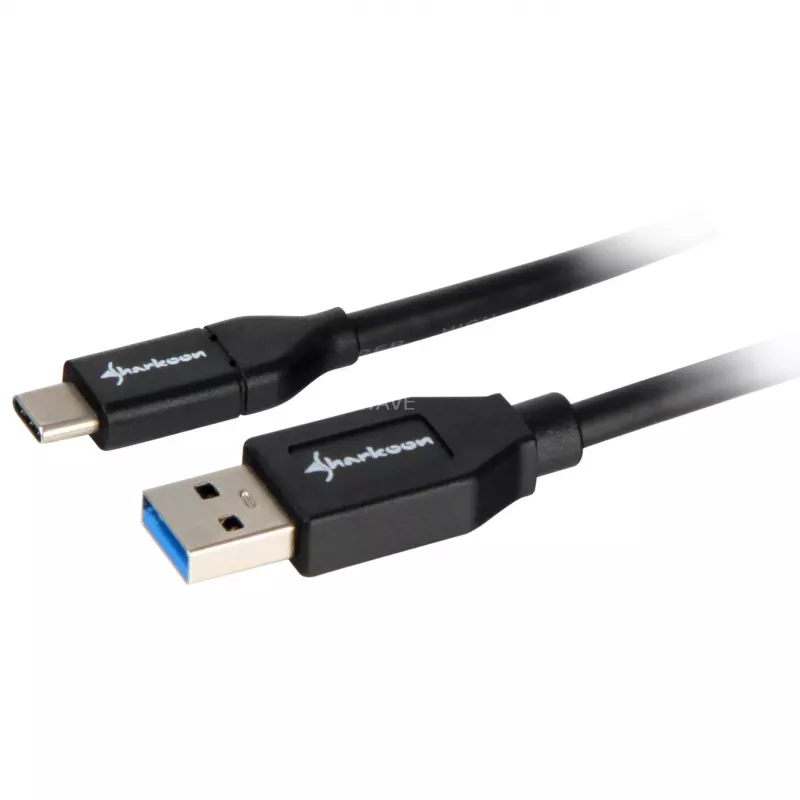 Sharkoon USB 3.2 Gen 2 kabelis USB-A kištukas > USB-C juodas 1 metras - Kabelis - Skaitmeninis/Duomenų