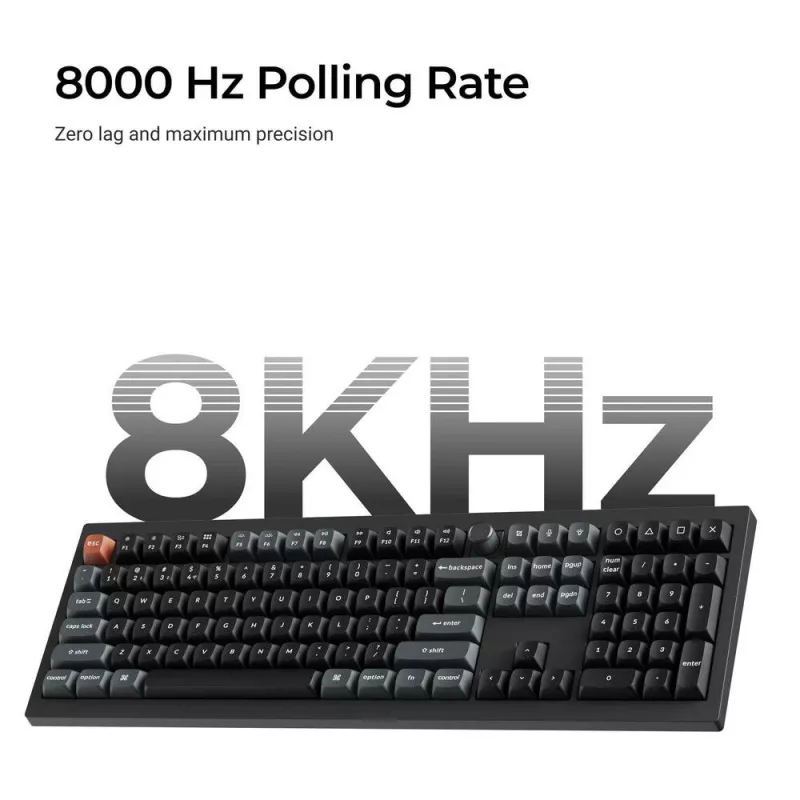 Mechaninė klaviatūra Keychron V6 Ultra 8K — Pilno dydžio 100% QWERTY, Bluetooth, RGB, juoda