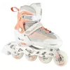 Nils Extreme NH18190 2IN1 riedučiai INLINE WHITE/PINK DYD. S (29-33) su keičiamomis ledo ritulio pačiūžomis