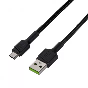 USB 2.0 laidas Green Cell KABGC23, USB A – Micro-USB B, 0,3 m, juodas