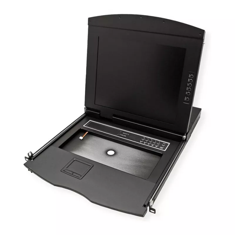Stovo konsolė VALUE 26.99.0163 — 17 colių (43.2 cm) 1280×1024, USB klaviatūra ir pelė, 1U, juoda