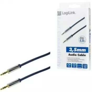 „Logilink“ garso kabelis – 3,5 mm mini lizdo stereofoninis (kištukas) – 5 m – tamsiai mėlynas (CA10500)