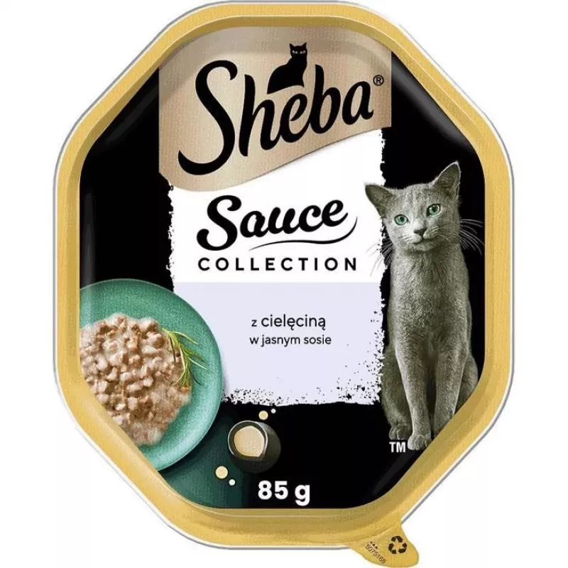 Drėgnas kačių maistas paketėlyje Sheba dėklas su veršiena padaže 85 g