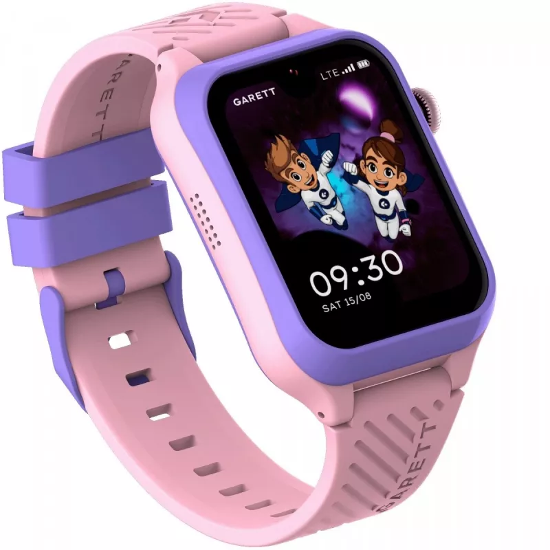 Išmanusis laikrodis Garett Kids Essa 2 4G rožinis — vaikiškas GPS laikrodis su 4G, skambučiais, SOS
