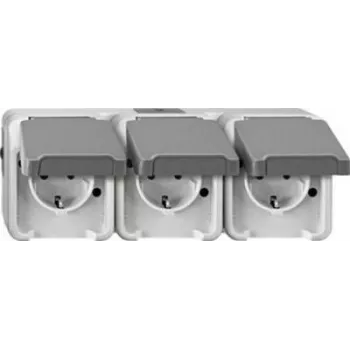 Kištukinis lizdas merten MEG2391-8029 CEE 7/3, palaiko CEE 7/4, IP44, 250 V, 16 A, pilkas, 223×83×57 mm