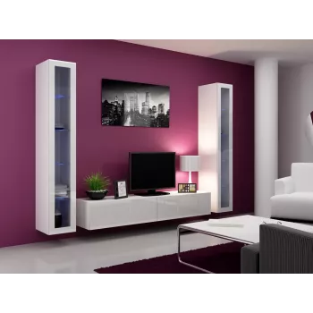Cama TV stovas VIGO '180' 30/180/40 baltas/baltas blizgus