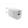 Laidinis mobiliųjų įrenginių įkroviklis NATEC NUC-2140, 30W, USB-C PD 3.0 + USB-A, Samsung AFC, Baltas