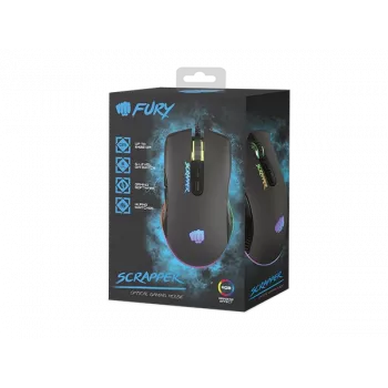 FURY Scrapper pelė Žaidimų Abiem rankoms tinkama USB Type-A Optinė 6400 DPI
