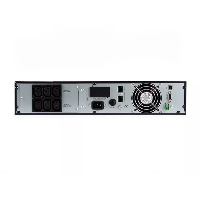 Nepertraukiamo maitinimo šaltinis Green Cell UPS13 — internetinis dvigubos konversijos UPS, 1000 VA / 900 W, gryna sinusinė banga, 6 kintamosios srovės lizdai, LCD, 2×12V 9Ah baterijos