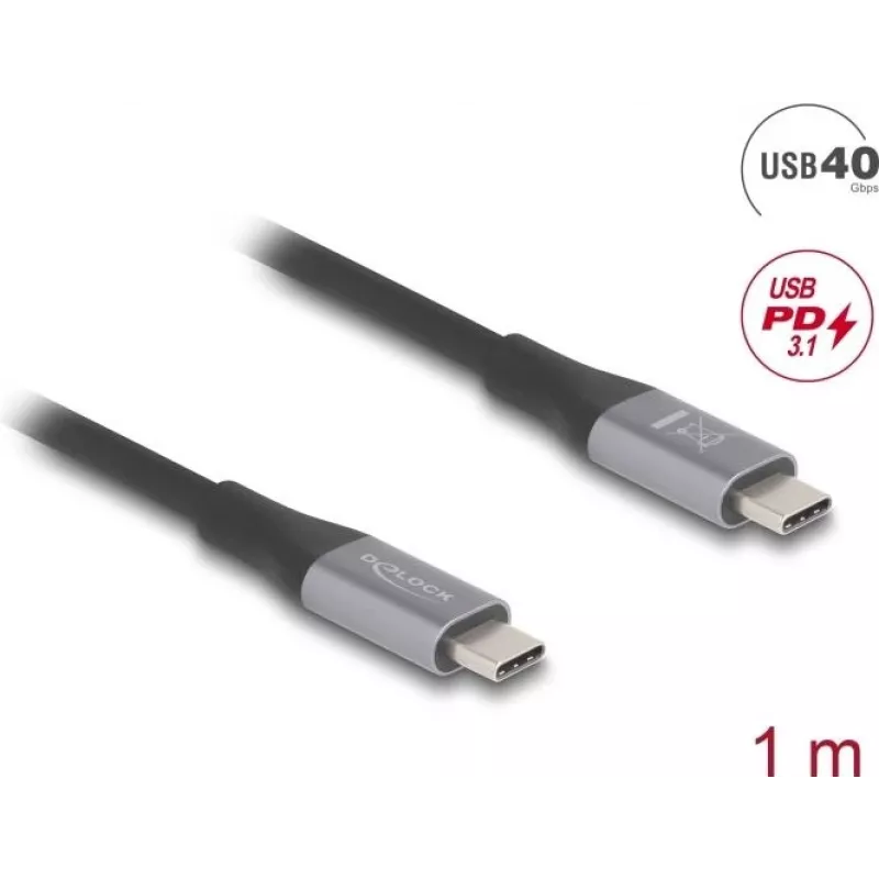 USB laidas DeLOCK 81191 USB4 Gen 2x2 1 m USB C juoda pilka