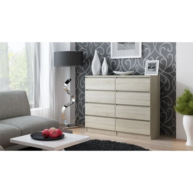 Komoda viršus e shop Malwa M8 120 cm Sonoma ąžuolo spalvos — didelė komoda