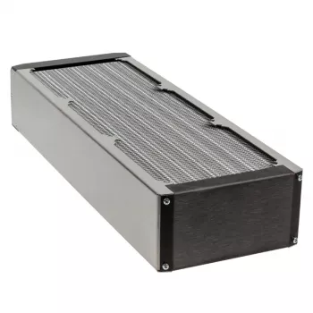 Radiatorius Aqua-Computer airplex radical 4/360 — Aliuminis/Varis/Nerūdijantis plienas, 400×140×73 mm
