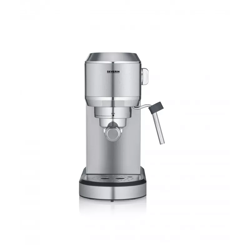 Espreso aparatas SEVERIN Newspresa KA 5997 — pusiau automatinis, 1 l vandens talpa, 1350 W, maltos kavos įpylimas, juoda/šlifuotas plienas/chromas