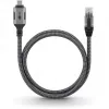 Ethernet kabelis USB-C 3.2 Gen2 kištukas > RJ-45 kištukas (juoda/sidabrinė, 5 metrai, pintas tekstilinis apvalkalas)