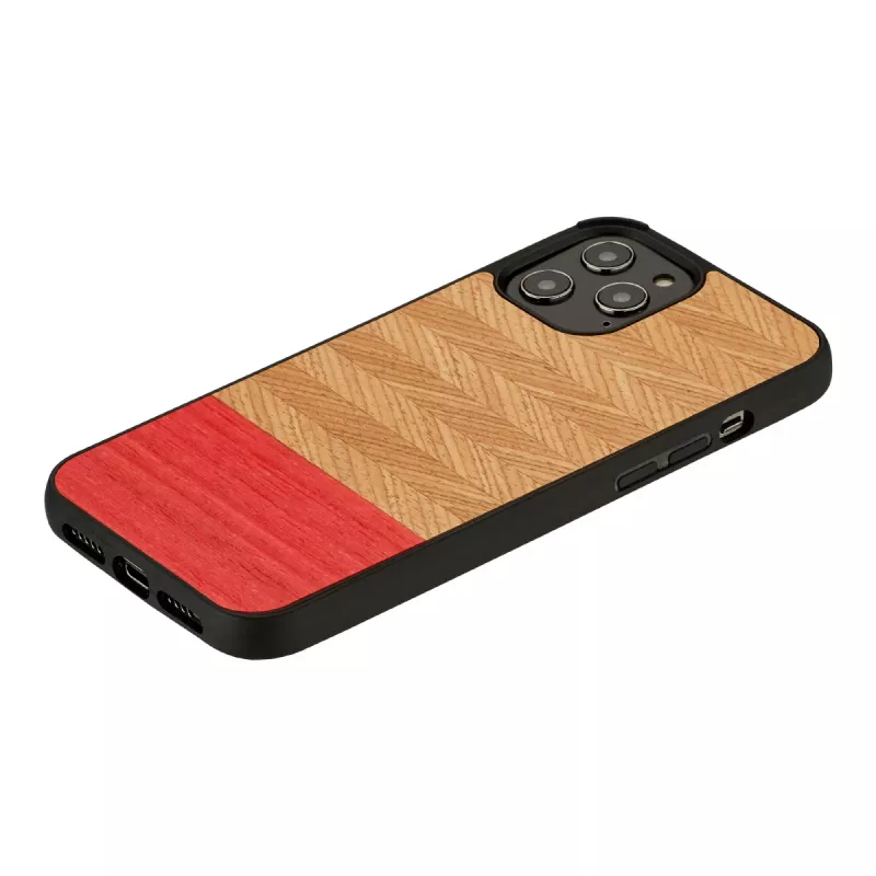 man and wood telefono dėklas iPhone 12 / 12 Pro — silkės rašto azalijos juodos spalvos