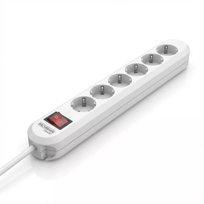BACHMANN SMART Maitinimo lizdas 6x įžemintas kištukas baltas 3m