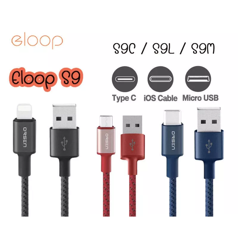 USB laidas Orsen S9M A į Micro USB 2.1A 1 m juodas