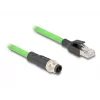 Tinklo kabelis DeLOCK M12 kabelis D koduotas 4 kontaktų kištukas į RJ45 kištukas PUR (TPU) 5m