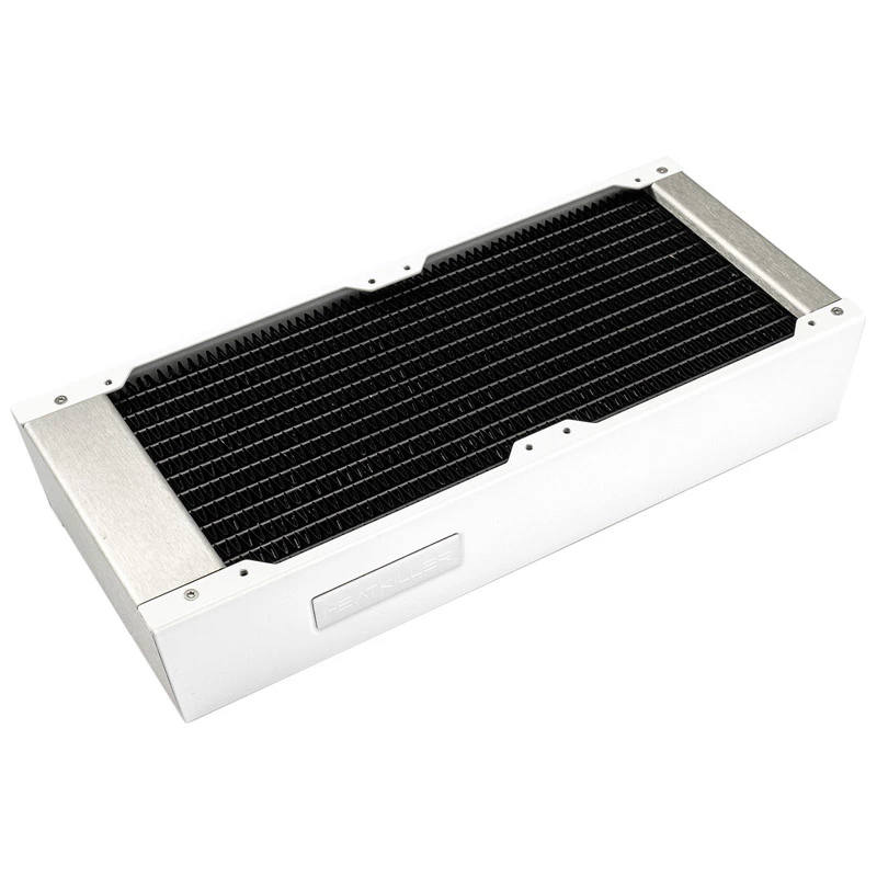Radiatorinis filtras Watercool 24117 — žalvaris/varis/nerūdijantis plienas, balta, 278×120×48 mm