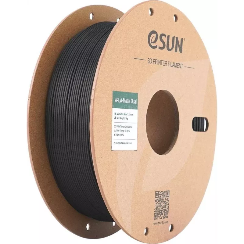 PLA MATTE DUAL 1,75mm JUODA BALTA 1kg ESUN 3D FILAMENTAS (PLA-MTD175B-BW1P1)