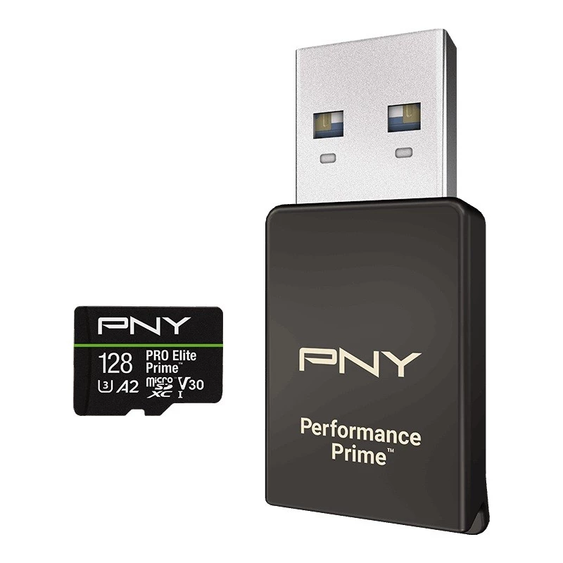 Atminties kortelė microSDXC Elite Prime 128GB + SD adapteris + USB-A kortelių skaitytuvas