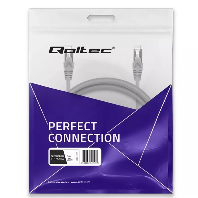 komutacinis kabelis QOLTEC 54528 2xRJ45 CAT5e 3m juodas