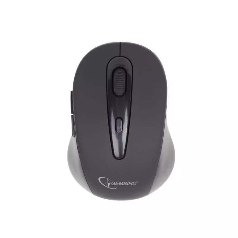 Belaidė Bluetooth optinė pelė GEMBIRD MUSWB2 — dešiniarankiams, 1600 DPI, 6 mygtukų, juoda/pilka, AAA baterijos