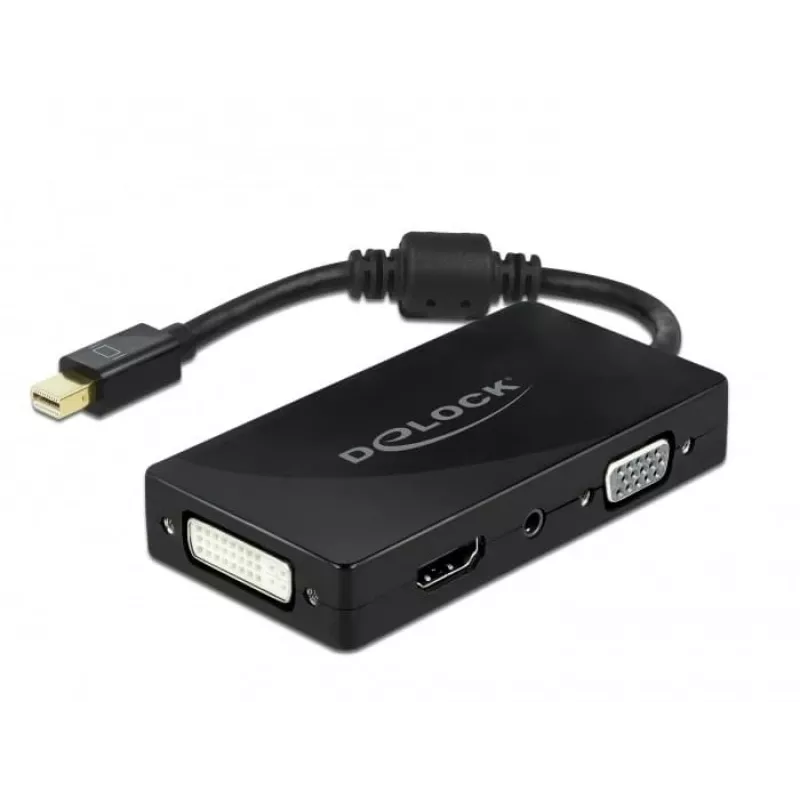 Adapter DeLOCK Mini DisplayPort 1.2 į VGA HDMI DVI Audio 4K Pasyvus Juodas