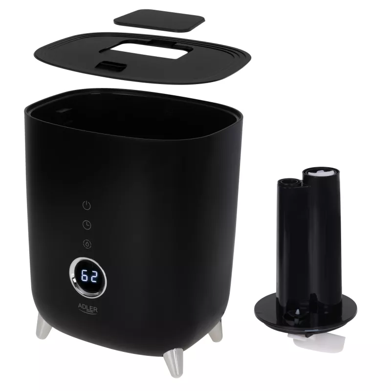 Adler | AD 7972 | Drėkintuvas | 23 W | Vandens talpa 4 L | Tinka patalpoms iki 35 m² | Ultragarsinis | Drėkinimo galia 150-300 ml/val | Juoda