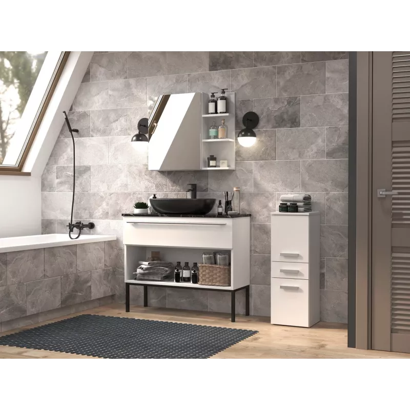 Vonios spintelė Top e Shop NEL V DDS BIEL — laisvai stovinti 300×300×850 mm, 3 lentynos, balta