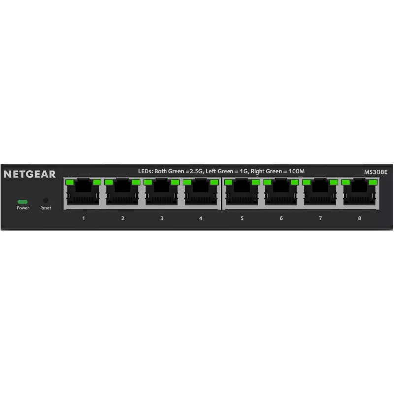 NETGEAR MS308E Nevaldomas 2.5G Ethernet (100/1000/2500) Juodas