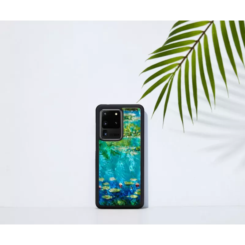 Apsauginis telefono dėklas iKins Samsung Galaxy S20 Ultra — juodųjų vandens lelijų raštas