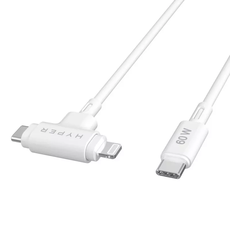 HYPER HyperJuice USB kabelis USB 2.0 1,5 m USB C USB C/Lightning baltas