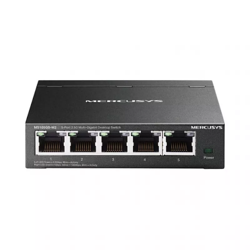 Nevaldomas tinklo komutatorius TP-LINK Mercusys MS105GS-M2 — 5 prievadų Gigabit Ethernet (10/100/1000), juodas