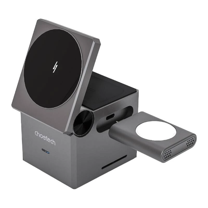 Belaidis 3-in-1 indukcinis įkroviklis CHOETECH T632-F 15W — juodas