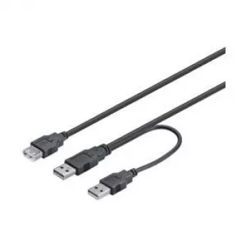 Wentronic Goobay USB 2.0 Hi-Speed Dual-Power Cable, juoda, 0,3 m - USB 2.0 kištukas (A tipo), USB 2.0 kištukas (A tipo) > USB 2.0 lizdas (A tipo) (93353)