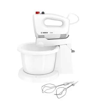 Rankinis plaktuvas Bosch MQWPL2000 — 375 W, 4 greičiai, turbo, pulsas, nerūdijančio plieno priedai, dubuo komplekte