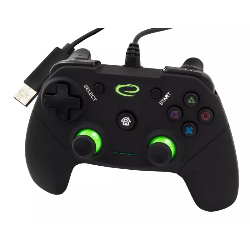 Žaidimų pultelis ESPERANZA EGG110K laidinis USB su vibracija, 12 mygtukų, 1,5 m laidas – PC ir PS3