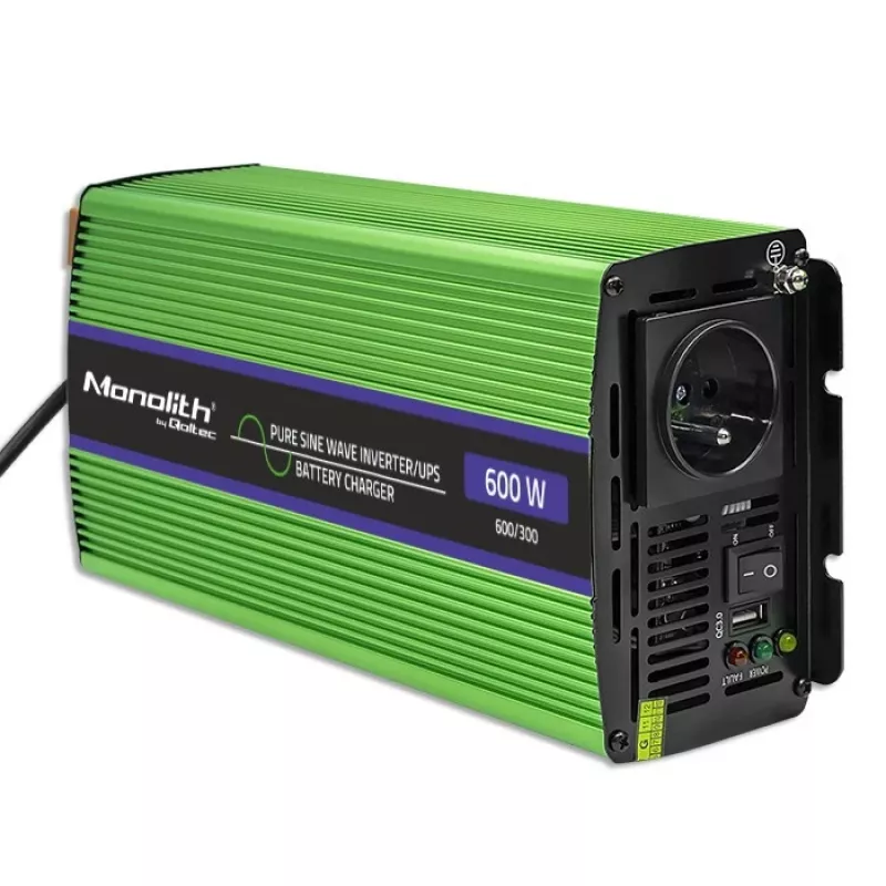Automobilinis inverteris Qoltec Monolith 600 W Žalias 12 V