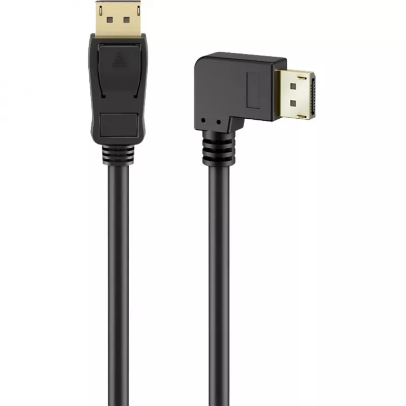 kabelis DisplayPort Plug 90° > DisplayPort Plug, 8K / 144Hz (juodas, 2 Meter, 1 Plug 90° side-angled, 54 Gbit/s, DisplayPort 2.0 / 2.1)