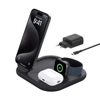 Belkin BoostCharge ausinių įkroviklis belaidis greitasis įkrovimas USB Type-C juodas