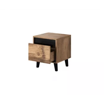 Naktinis staliukas cama meble NORD, 2 vnt. rinkinys, 40×38×45 cm, ąžuolas wotan/antracitas, 1 stalčius, 16 mm rėmas