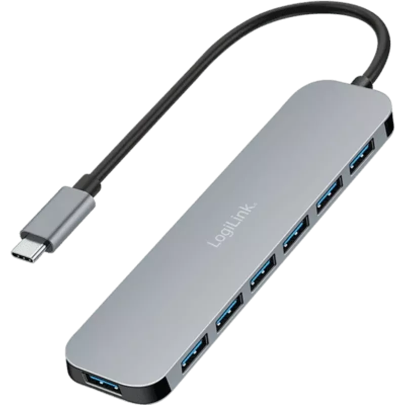 LogiLink USB-C Hub, 7 prievadų, USB 3.2 Gen 1, 7x USB-A aliuminis (UA0457)