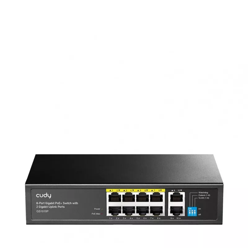 Cudy GS1010P tinklo komutatorius Gigabit Ethernet 10 prievadų PoE